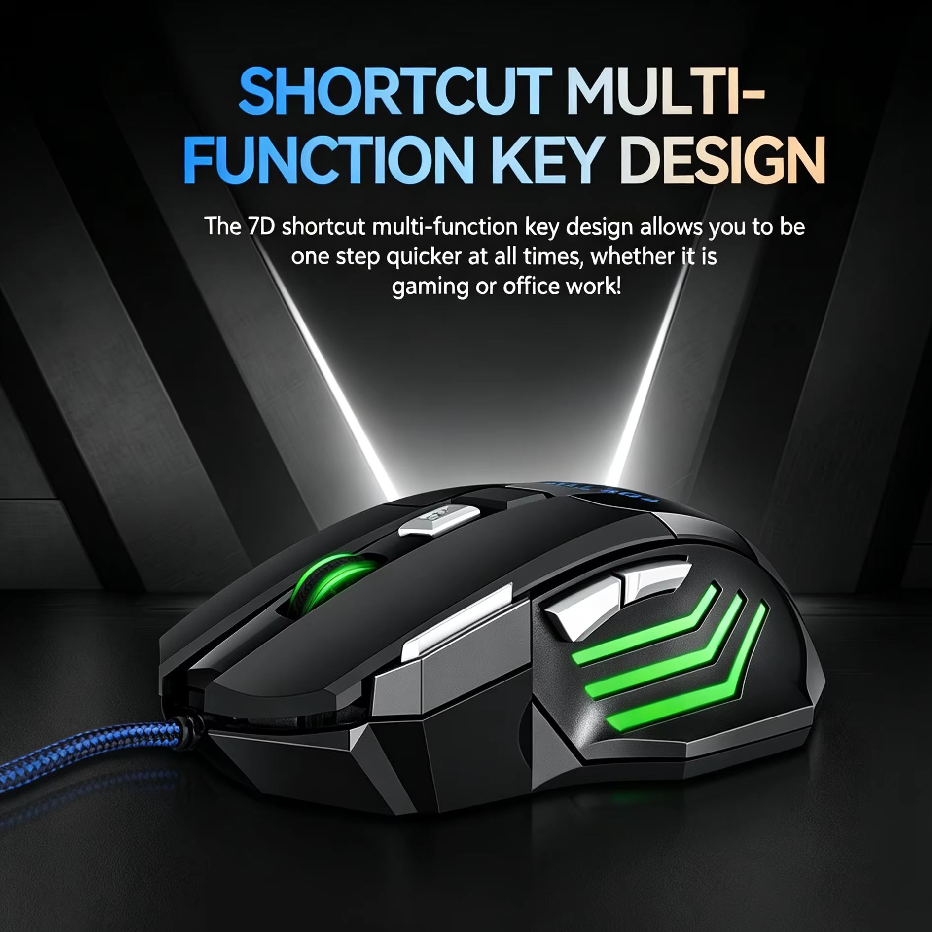 Gaming Console Buttons - RGB-Hintergrundbeleuchtung, 2400 DPI, einstellbare, kabelgebundene Gaming-Maus